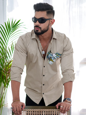 Beige Club Wear Printed Shirt