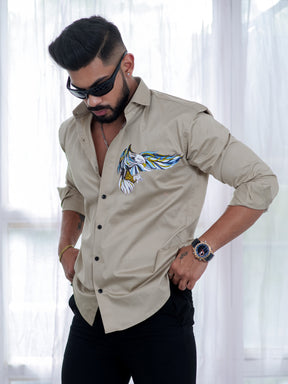 Beige Club Wear Printed Shirt