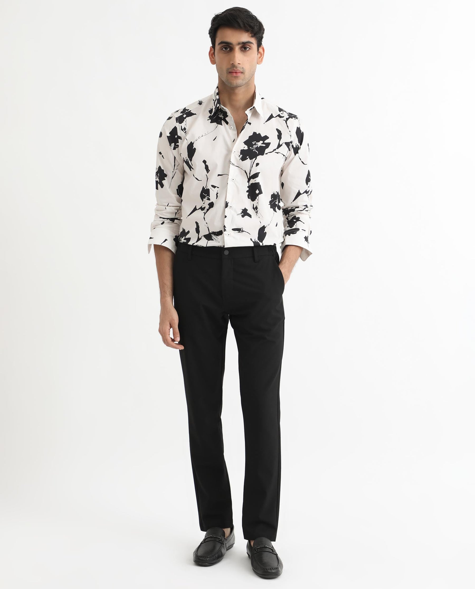 Sketcherr Off White Floral Print Full Sleeves Shirt