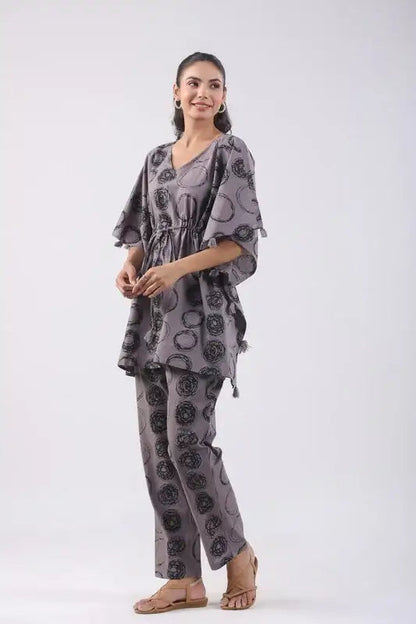 Philippine Grey Cotton Kaftan Set