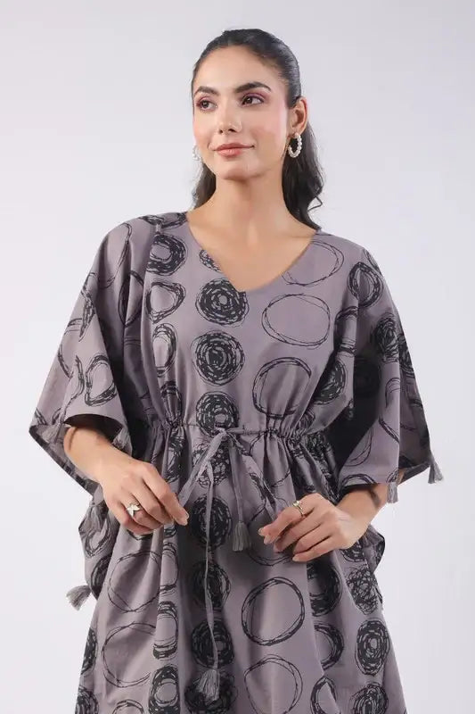 Philippine Grey Cotton Kaftan Set