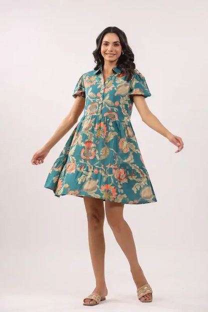 Mystic Teal Cotton Dress