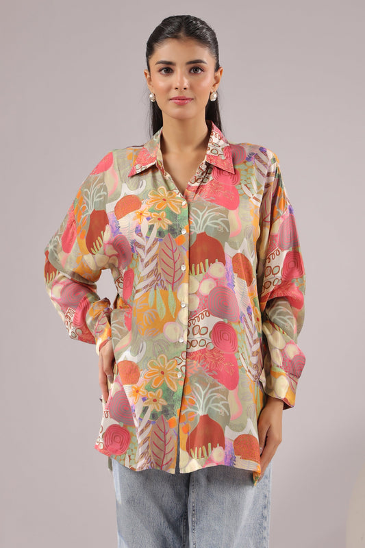 Botanic Muse Printed Muslin Silk Shirt