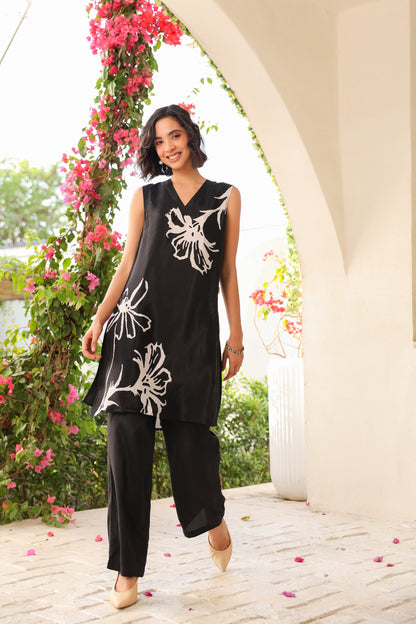 Black Iris Russian Silk Co-ord Set