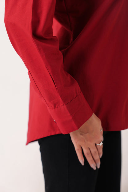 Crimson Classic Formal Maroon Poplin Shirt