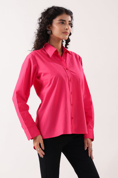 Fuchsia Flair Formal Pink Poplin Shirt