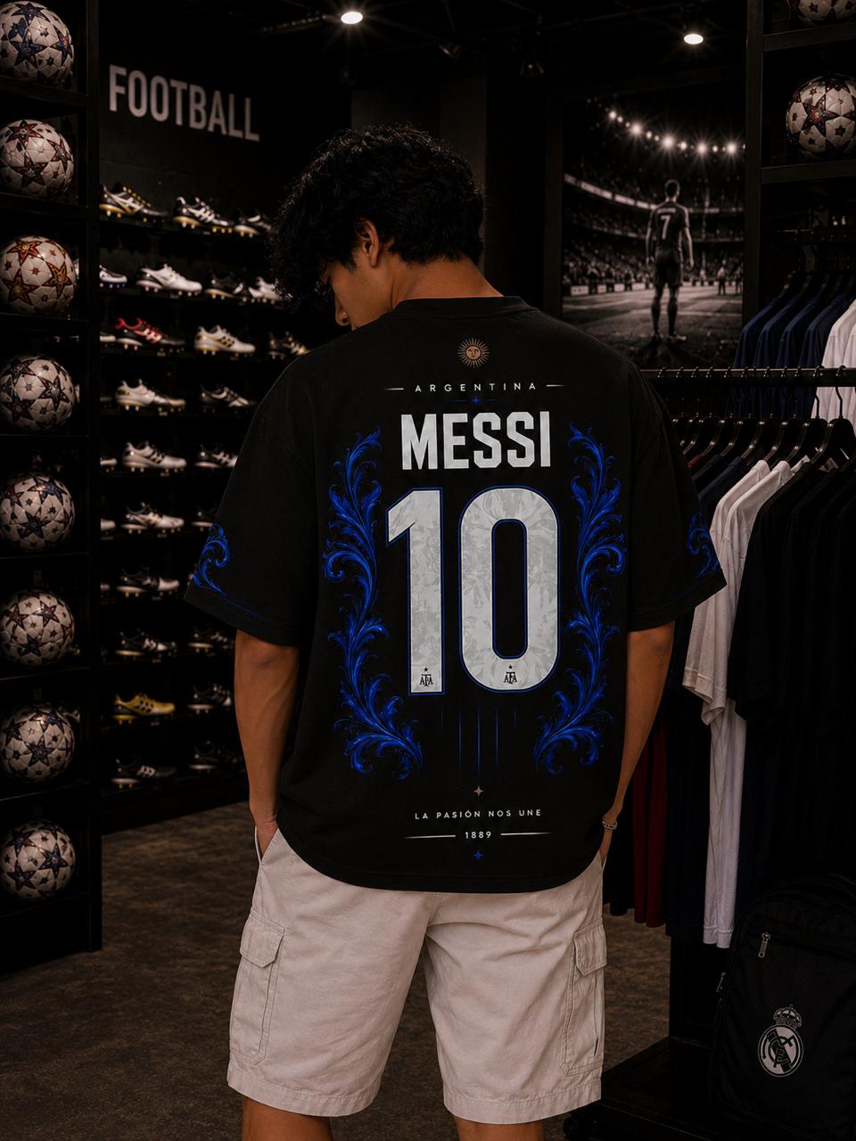 Argentina Messi 10 Oversized T-Shirt – Midnight Blue Edition