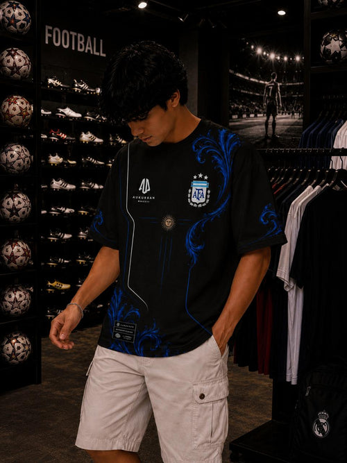 Argentina Messi 10 Oversized T-Shirt – Midnight Blue Edition