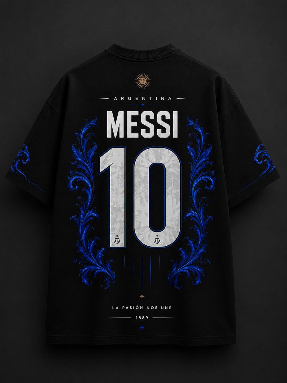 Argentina Messi 10 Oversized T-Shirt – Midnight Blue Edition