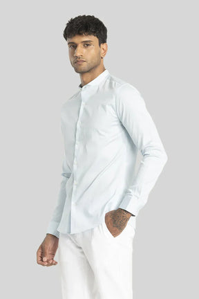 Alfonso Light Blue Plain Satin Shirt