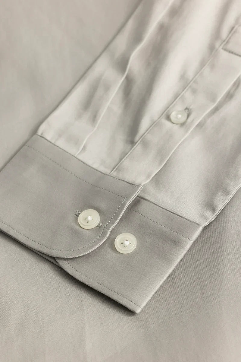 Alfonso Light Grey Plain Satin Shirt