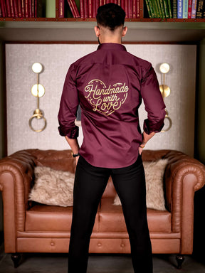 Wine Handmade Love Glitter Luxury Shirt For Men's