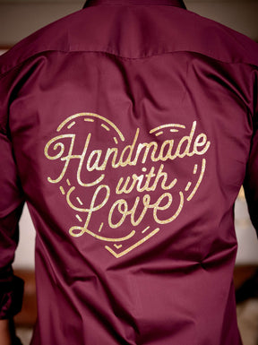 Wine Handmade Love Glitter Luxury Shirt For Men's