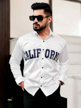 White Club Wear Printed Satin Cotton Shirt