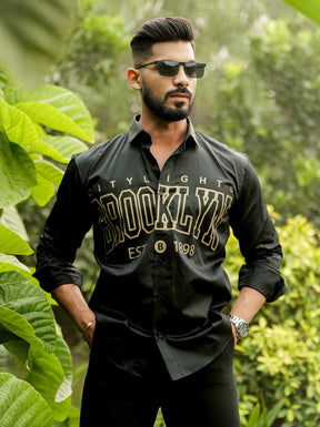 Black Club Wear Printed Shirt