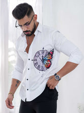 White Club Wear Printed Satin Cotton Shirt