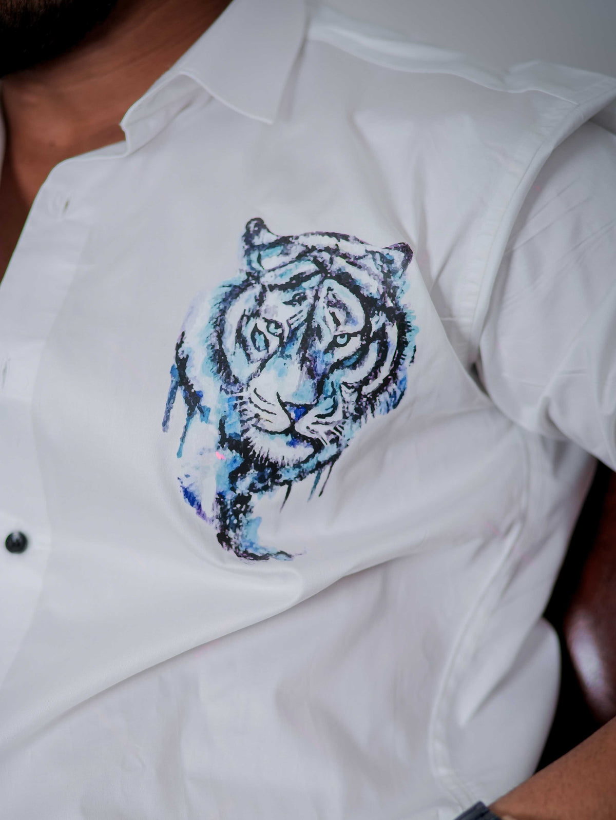 White Club Wear Printed Satin Cotton Shirt